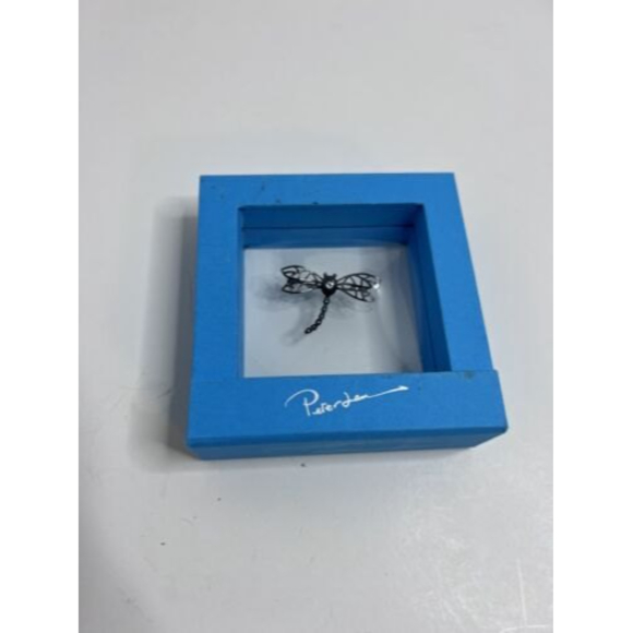 Peter James Vintage Silver .925 Dragonfly Pendant Brooch Aqua Gemstone Signed - Picture 8 of 9